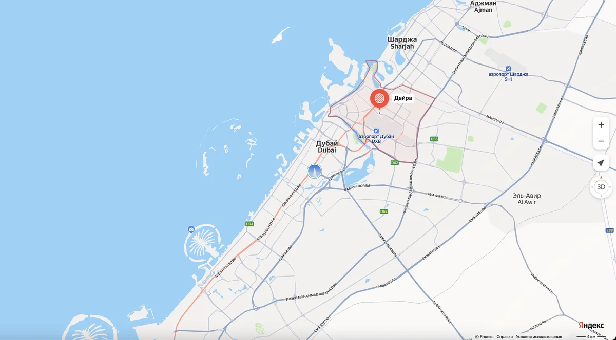 Район Deira Dubai на карте