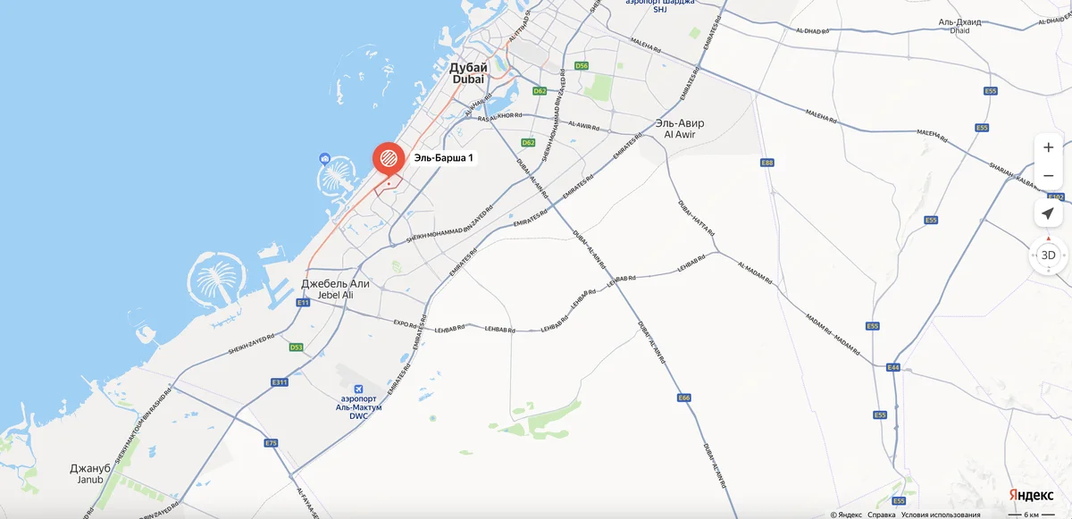 Район Al Barsha Dubai на карте